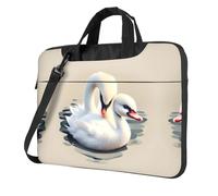 WXCJWD Simpatico piccolo cigno portatile e tablet, design elegante, tessuto resistente e idrorepellente, business casual, Nero , 15.6 inch