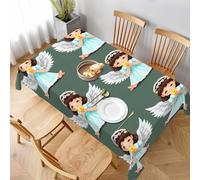 WXCJWD Tovaglia rettangolare in lino con grazioso piccolo angelo, impermeabile e antimacchia, senza pieghe, in tessuto decorativo, per sala da pranzo, feste, buffet, matrimoni, 152 x 228 cm.