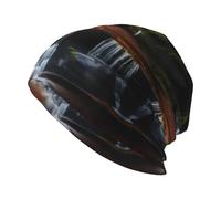 WXCJWD Waterfall View Cappello lavorato a maglia alla moda per adulti è elastico e adatto per corsa, passeggiate, ciclismo e uso quotidiano. Nero