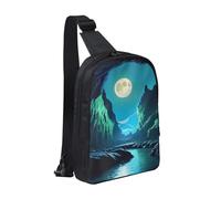 WXCJWD wolf under moon Borse a tracolla per donne e uomini Borsa a tracolla alla moda Bakpack Casual con tracolla convertibile., Grotta della luna d'acqua, Taglia unica