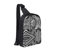 WXCJWD wolf under moon Borse a tracolla per donne e uomini Borsa a tracolla alla moda Bakpack Casual con tracolla convertibile., Linee geometriche bianche e nere, Taglia unica