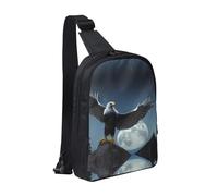 WXCJWD wolf under moon Borse a tracolla per donne e uomini Borsa a tracolla alla moda Bakpack Casual con tracolla convertibile., Aquila sotto le stelle, Taglia unica