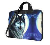 WXCJWD Wolf Under Moon - Computer portatile e tablet, design elegante, tessuto resistente e impermeabile, stile business casual, Nero , 15.6 inch