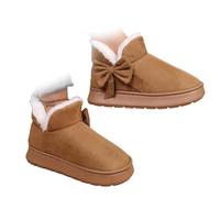 WXDTW Stivaletti invernali da donna, graziosi, soffici, con fiocco, caldi, foderati in finta pelliccia, per la casa all'aperto, Marrone, 40 EU