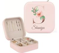Wxexopowk Portagioie Personalizzato - Porta Gioielli da Viaggio, Portagioie Donna, Regalo Personalizzato Donna, Regalo per Damigella d'onore, Regalo di Natale San Valentino Compleanno per Donne,A-Rosa