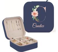 Wxexopowk Portagioie Personalizzato - Porta Gioielli da Viaggio, Portagioie Donna, Regalo Personalizzato Donna, Regalo per Damigella d'onore, Regalo di Natale San Valentino Compleanno per Donne, Blu 1