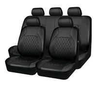 WXEXUDIN 9 Pezzi Auto Set Coprisedili per Jaguar X-Type 2001-2009,Pelle Cuscino del Sedile Traspirante Anteriori Posteriori Protezione Sedile Accessori,A/Black