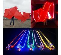 WXF86djl Giocattoli per Il Fitness Dragon Poi LED Dragon Poi Illumina la Danza degli Esercizi, lanciando Un Nastro di Dragon Poi Simile alla Seta, Illuminato(Red,10 m (33 ft))