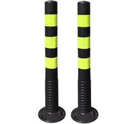 WXF86djl Pila di Isolamento Dissuasori di parcheggio di Tipo Fisso in Gomma Morbida, Coni stradali da 2 Pezzi con collari Riflettenti, Barriere di parcheggio con montanti(Black+Yellow)