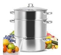 WXFKLDJ Estrattore di Succo A Vapore da 11 QT, Pentole in Acciaio Inossidabile, Estrattore di Succo A Vapore A 3 Strati, con Coperchio in Vetro Temperato, Tubo Flessibile, Morsetto, per Frutta
