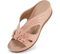 WXFYMM Sandali Donna Ortopediche Aperte Mare Ciabatte Tacco Basse Sandali Slip-On con Tacco Sandali Bohemia, Sandali Donna Estive Eleganti Sandali Infradito,Rosa,US7.5/EU39