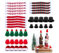Wxgoqrcn 40 Pezzi Cappellini e Sciarpe di Natale, Mini Cappelli e Echarpes di Babbo Natale, Cappellini natalizi per decorare piccoli alberi di Natale