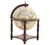 WXGTBKPR Globus-Bar - Portabottiglie in legno di eucalipto per bottiglie e | Design a mappa antica, opera d'arte decorativa, adatta per ufficio e soggiorno