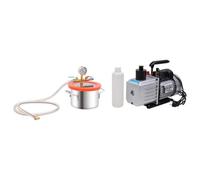 WXGTBKPR Set di camera sottovuoto da 3,7 l con pompa a vuoto a 2 livelli | Coperchio in acrilico trasparente, misuratore di vuoto dell'olio integrato, per la riparazione del frigorifero