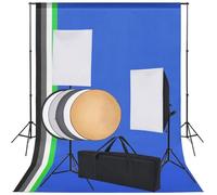 WXGTBKPR Set per studio fotografico e illuminazione, 5 sfondi, 2 softbox | Include riflettore 5 in 1, treppiede in alluminio regolabile in altezza, borsa per il trasporto