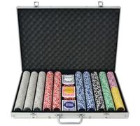 WXGTBKPR Set Poker con 1000 Chip Laser, Valigetta in Alluminio, Accessori | Include 3 mazzi di carte, 6 dadi, 3 bottoni, chip da 11,5 g