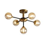 WXHC Lampada da soffitto moderna nordico con montaggio a incasso, lampada da soffitto, finitura in ottone, lampadario a bolle di metà secolo, illuminazione per soggiorno, cucina, ufficio, caffè, G9,