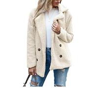 WXHNZYQ Bottoni Autunnali E Invernali, Risvolti, Cardigan in Pile Sciolto, Cappotto di Lana di Pecora da Donna, Giacche, Top