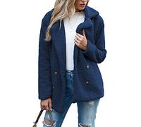 WXHNZYQ Bottoni Autunnali E Invernali, Risvolti, Cardigan in Pile Sciolto, Cappotto di Lana di Pecora da Donna, Giacche, Top
