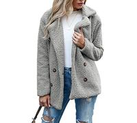 WXHNZYQ Bottoni Autunnali E Invernali, Risvolti, Cardigan in Pile Sciolto, Cappotto di Lana di Pecora da Donna, Giacche, Top