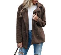 WXHNZYQ Bottoni Autunnali E Invernali, Risvolti, Cardigan in Pile Sciolto, Cappotto di Lana di Pecora da Donna, Giacche, Top