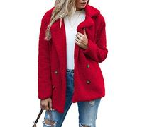 WXHNZYQ Bottoni Autunnali E Invernali, Risvolti, Cardigan in Pile Sciolto, Cappotto di Lana di Pecora da Donna, Giacche, Top