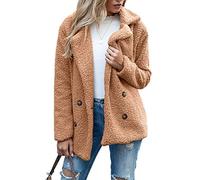 WXHNZYQ Bottoni Autunnali E Invernali, Risvolti, Cardigan in Pile Sciolto, Cappotto di Lana di Pecora da Donna, Giacche, Top