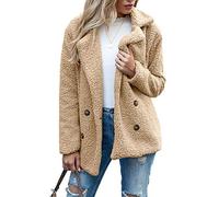 WXHNZYQ Bottoni Autunnali E Invernali, Risvolti, Cardigan in Pile Sciolto, Cappotto di Lana di Pecora da Donna, Giacche, Top