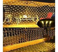 WxiaoD Ghirlanda luminosa a rete per esterni, 3x3m 320LED 8 modalità, IP44 impermeabile, luci di Natale, per camera da letto, matrimonio, sera, casa, giardino Bianco Caldo