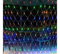 WxiaoD Ghirlanda luminosa a rete, per esterni, 8 modalità, impermeabile, luci di Natale, per camera da letto, matrimonio, sera, casa, giardino (Colorato, 1.5x1.5m 96LED)
