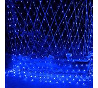 WxiaoD Ghirlanda luminosa a rete, per esterni, 8 modalità, impermeabile, luci di Natale, per camera da letto, matrimonio, sera, casa, giardino (Blu, 1.5x1.5m 96LED)