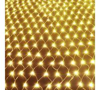 WxiaoD Rete di luci stringhe luminose a rete, LED a rete luminosa per esterni 8 modalità, IP44, impermeabile per camera da letto Natale matrimonio sera casa giardino (Bianco Caldo, 4.5x1.5m 320LED)