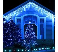 WxiaoD Tenda luminosa natalizia per esterni, collegabile, 4 m, 96 LED, blu, per interni, ghirlanda luminosa, 8 modalità, impermeabile, decorazione di Natale, per casa, matrimonio, balcone, camera da