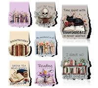 Wxiben Bookish - Segnalibri magnetici da regalare, 8 pezzi, per amanti dei libri, segnalibro magnetico con gatto e fiore, stile vintage, per donne, studenti, insegnanti