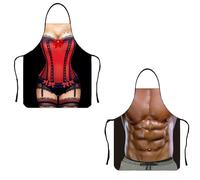 Wxinsheng Grembiule da Cucina Sexy e Divertente,2 Pezzi Cooking Novelty Apron Couple Set,Divertente Grembiule Da Barbecue,Anti Macchie Idrorepellente,Regolabile per Uomo,Donna