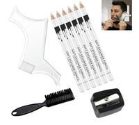 Wxinsheng Matita da parrucchiere bianca Kit completo, per delineare e modellare la linea dei capelli e la barba, include temperamatite pennello e stencil guida per barba, strumenti di precisione per