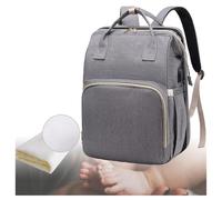 WXJHNYBS Lettino Pieghevole Borsa Cambio Neonato, Zaino Mamma Grande Con Lettino Pieghevole Zaino Fasciatoio Con Tasca Isolante Zaino Passeggino Mamma Per Mamme E Papà,Grey