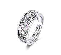 WXKAGF 100% S925 Anelli in Argento Sterling Petali d'Amore Dolce Cz Anelli per Le Donne Regali di Gioielli per Ragazze di Fidanzamento