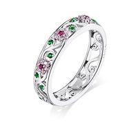 WXKAGF 100% S925 Anelli in Argento Sterling Petali d'Amore Dolce Cz Anelli per Le Donne Regali di Gioielli per Ragazze di Fidanzamento
