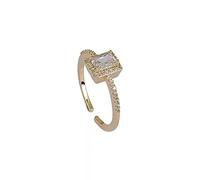 WXKAGF Anelli da Donna, Anello Super Flash con Zirconi di Lusso Leggeri Placcati in Oro Design di nicchia con Diamanti Quadrati Vento Fresco Anello Squisito con Apertura Accessori alla Moda da Donna