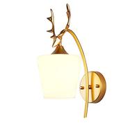 WXKAGF creatività Antler Lampada da Parete per Interni Lampada da Parete in Ottone con Paralume in Vetro, Elegante Lampada da Comodino per Camera da Letto Lampada da Parete Antica retrò Dorata