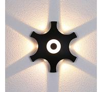 WXKAGF Lampada da Parete LED Up Down per Esterni, Lampada da Parete Moderna per Interni 8W con 6 Fasci, Luci da Parete Design in Alluminio Nero per Camera da Letto, Faretto da Parete Creativo IP65