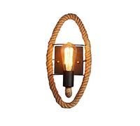 WXKAGF Lampada da Parete per Interni Vintage retrò in Corda di Canapa, Lampada da Parete E27 in Metallo Nero dall'aspetto Antico, lampade da Parete Stile Loft per Sala da Pranzo Rustica Lampada da