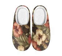wxlmom Pantofole Donna Fiori Rosso Grigi Pantofole Uomo Ciabatte Donna Invernali E Autunno,Calde Comode Peluche Ciabatte,Casa Esterno Antiscivolo Silenzioso Lavabili,Per Interni Ed Esterni