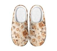 wxlmom Pantofole Donna Invernali Fiori Grigi Gialli Ciabatte Autunno Pantofole,Comode Calde Antiscivolo Ciabatte Da Casa Donna Uomo,Interno Caldo Peluche Leggero Scarpe Di Cotone