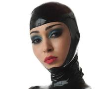 WXLPCGO Cappuccio in lattice Maschere in Gomma Maschera Viso Sexy Occhi Esposti Bocca Esposta con Cerniera Posteriore per BDSM(Size:S-63CM)