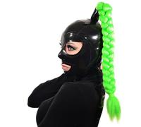 WXLPCGO Lattice Testa Coperchio con Parrucca Lattice Maschera Cappuccio in Gomma per Gioco di Ruolo di Party Club Occhi Esposti(Size:XL-70CM)