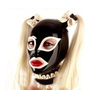 WXLPCGO Lattice Testa Coperchio con Parrucca Maschera Viso Sexy Fatta Mano Occhi Esposti Bocca Esposta in Carnevale Latex Gioco(Size:M-65CM)