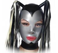 WXLPCGO lattice Testa Coperchio Grigio lattice Maschera Con Due Fasce per Capelli Unisex Occhi Esposti Bocca Esposta per Cosplay(Size:XL-70CM)