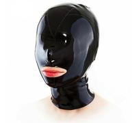 WXLPCGO Lattice Testa Coperchio Nero Lattice Maschere Viso Latex Maschera Per La Testa Cappuccio In Latex Per Cosplay Party Club(Size:XL-70CM)